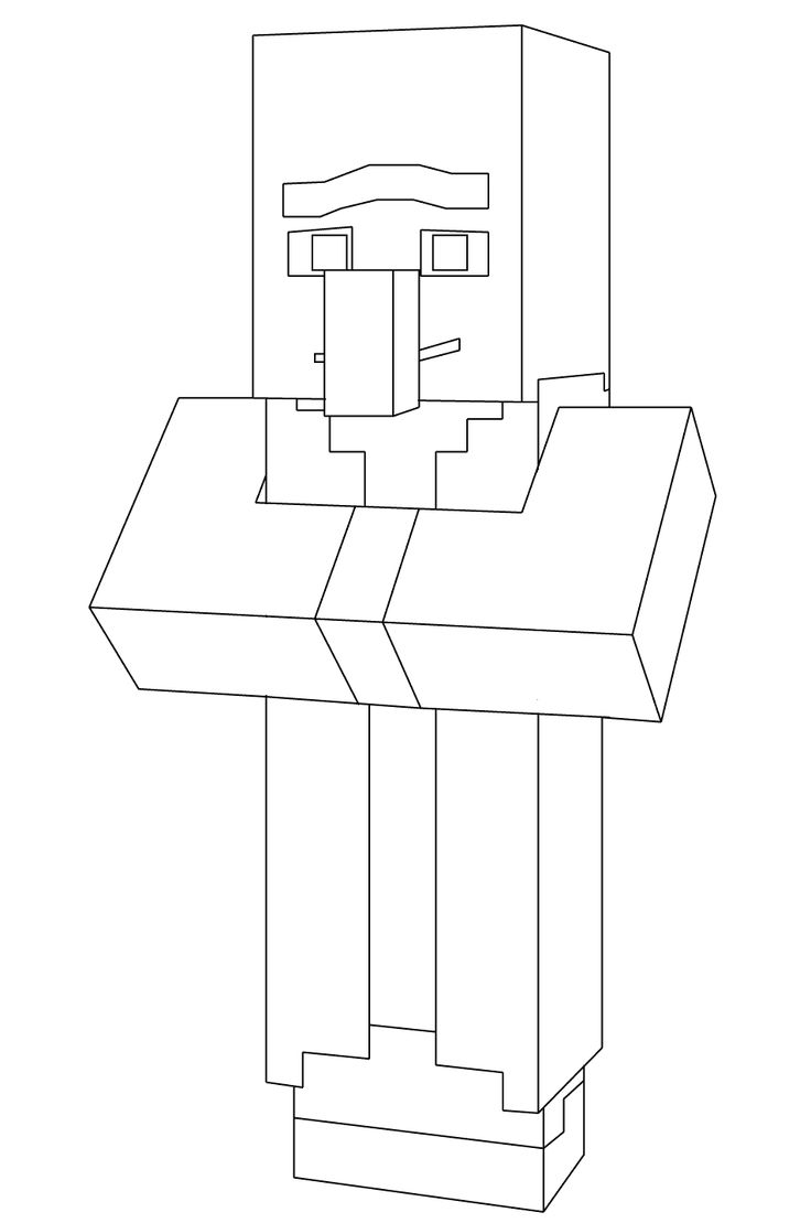 Aldeano de Minecraft para colorear HD fácil y bonito - Descarga e imprime gratis - Dibujo exclusivo de Minecraft