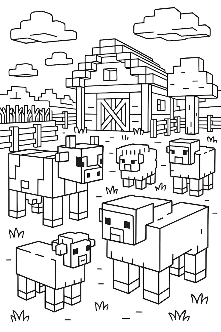 Animales de Minecraft para colorear HD fácil y bonito - Descarga e imprime gratis - Dibujo exclusivo de Minecraft