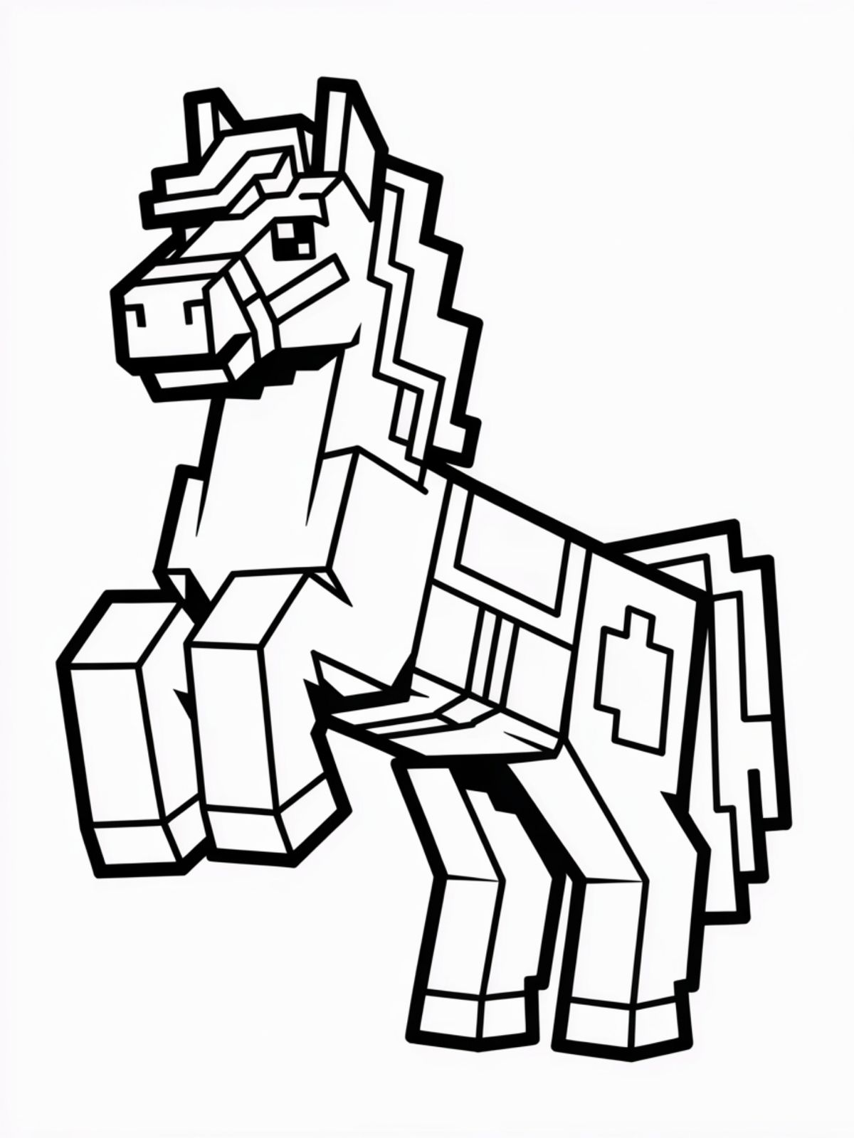 Caballo de Minecraft para colorear HD fácil y bonito - Descarga e imprime gratis - Dibujo exclusivo de Minecraft