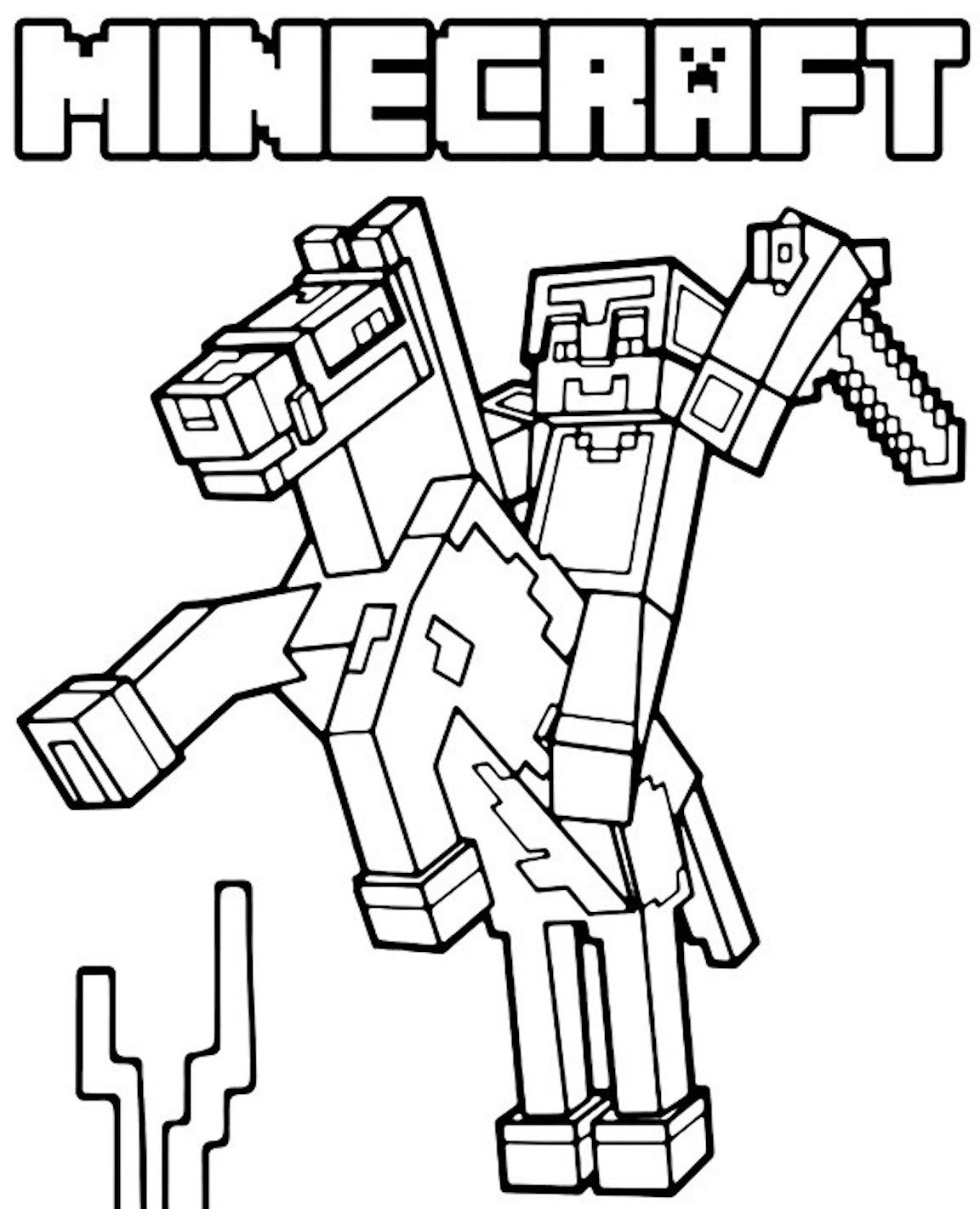 Caballo con Armadura para colorear HD fácil y bonito - Descarga e imprime gratis - Dibujo exclusivo de Minecraft