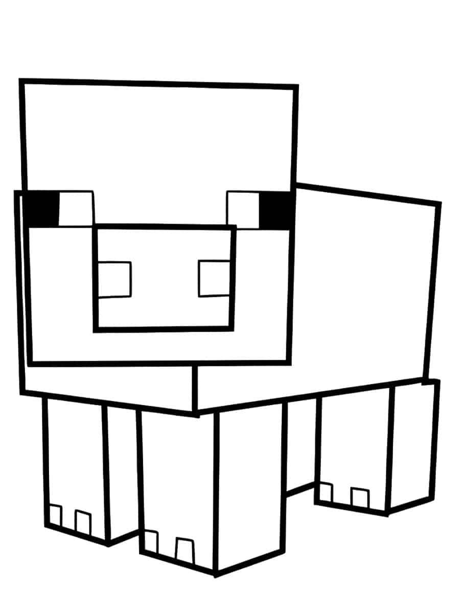 Cerdo con Silla de Montar para colorear HD fácil y bonito - Descarga e imprime gratis - Dibujo exclusivo de Minecraft