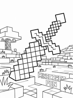 Espada de Diamante para colorear HD fácil y bonito - Descarga e imprime gratis - Dibujo exclusivo de Minecraft