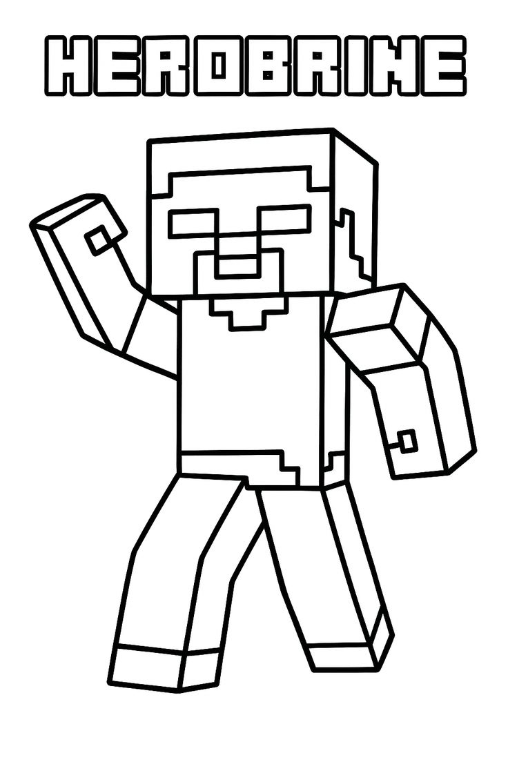 Herobrine para colorear HD fácil y bonito - Descarga e imprime gratis - Dibujo exclusivo de Minecraft