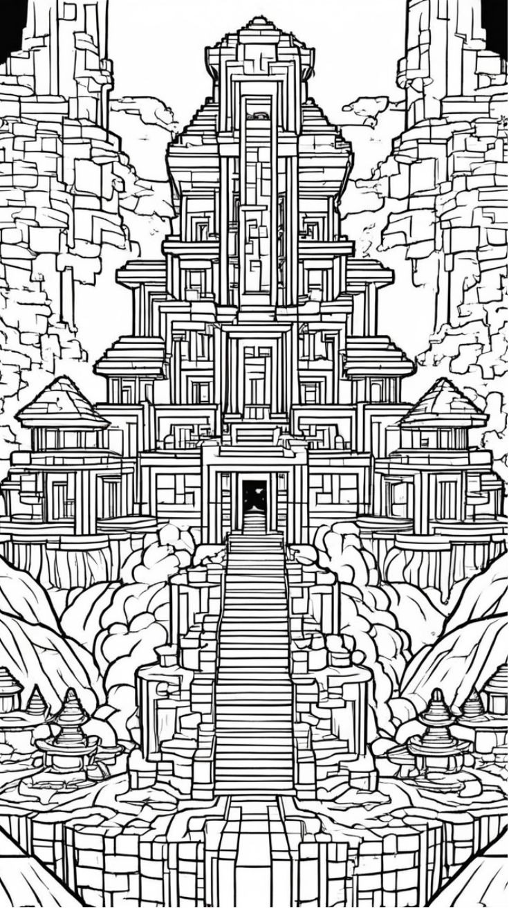 Mansión de Minecraft para colorear HD fácil y bonito - Descarga e imprime gratis - Dibujo exclusivo de Minecraft