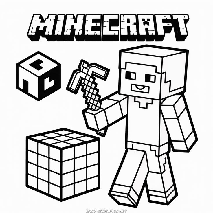 Minecraft con Personajes para colorear HD fácil y bonito - Descarga e imprime gratis - Dibujo exclusivo de Minecraft