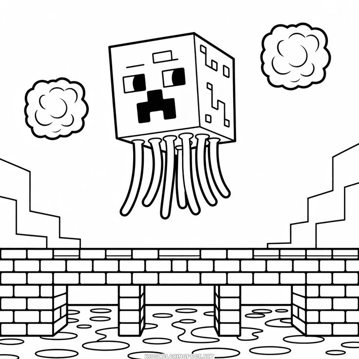 El Nether para colorear HD fácil y bonito - Descarga e imprime gratis - Dibujo exclusivo de Minecraft