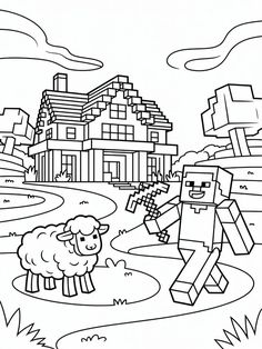 Oveja de Minecraft para colorear HD fácil y bonito - Descarga e imprime gratis - Dibujo exclusivo de Minecraft