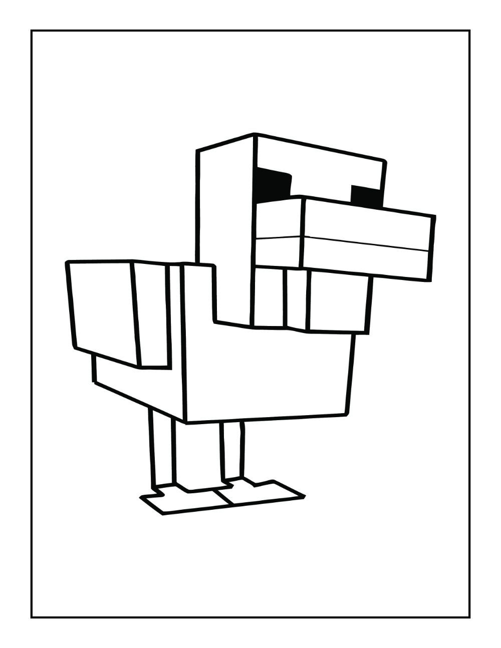 Pollo de Minecraft para colorear HD fácil y bonito - Descarga e imprime gratis - Dibujo exclusivo de Minecraft