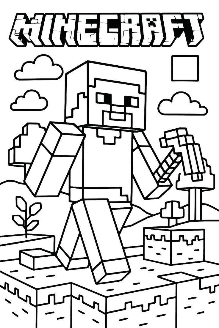 Steve de Minecraft para colorear HD fácil y bonito - Descarga e imprime gratis - Dibujo exclusivo de Minecraft