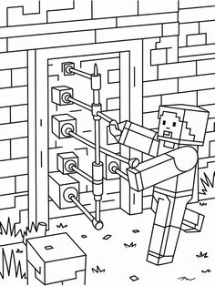 Trampa de Minecraft para colorear HD fácil y bonito - Descarga e imprime gratis - Dibujo exclusivo de Minecraft