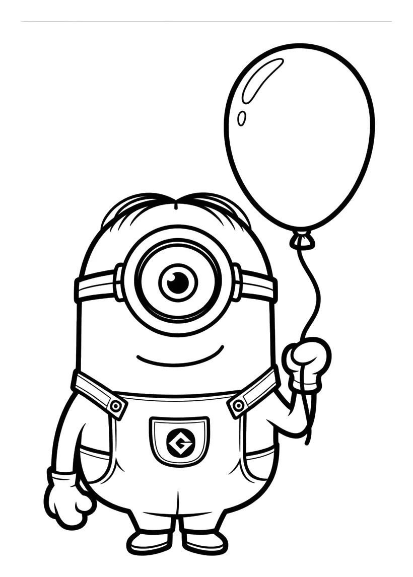 Minion de un Ojo con un Globo para colorear e imprimir Dibujo de Minion de un Ojo con un Globo de Minions para colorear
