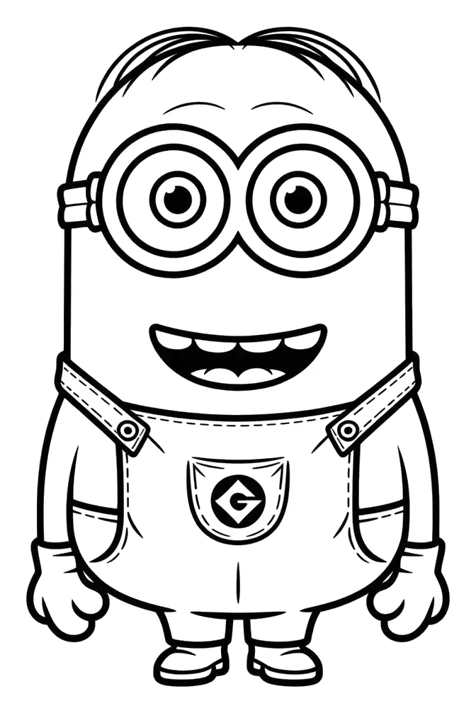 Minion Grande de Dos Ojos con el Logo de Gru para colorear e imprimir Dibujo de Minion Grande de Dos Ojos con el Logo de Gru de Minions para colorear