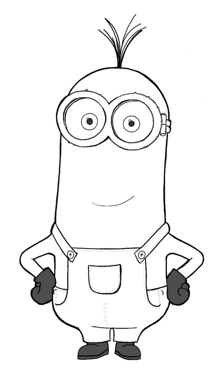 Kevin, el Minion Alto, con las Manos en la Cintura para colorear e imprimir Dibujo de Kevin, el Minion Alto, con las Manos en la Cintura de Minions para colorear