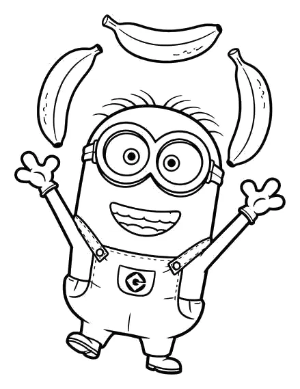 Minion Haciendo Malabares con Plátanos para colorear e imprimir Dibujo de Minion Haciendo Malabares con Plátanos de Minions para colorear