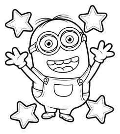 Minion Saltando de Alegría entre Estrellas para colorear e imprimir Dibujo de Minion Saltando de Alegría entre Estrellas de Minions para colorear