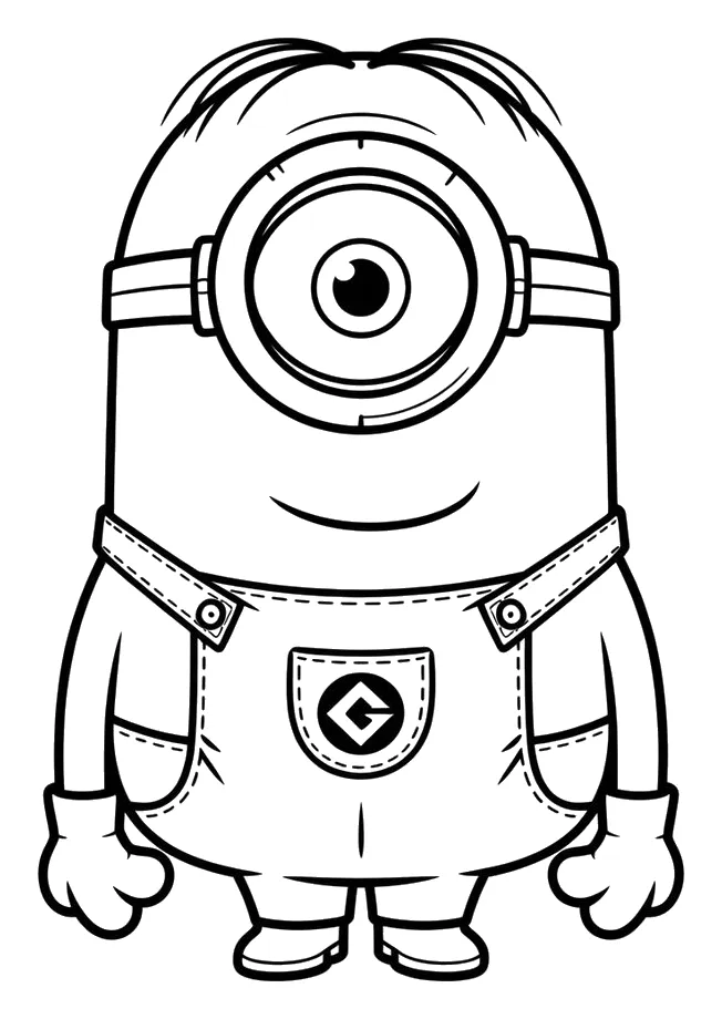 Stuart, el Minion de un Ojo, Sonriendo para colorear e imprimir Dibujo de Stuart, el Minion de un Ojo, Sonriendo de Minions para colorear