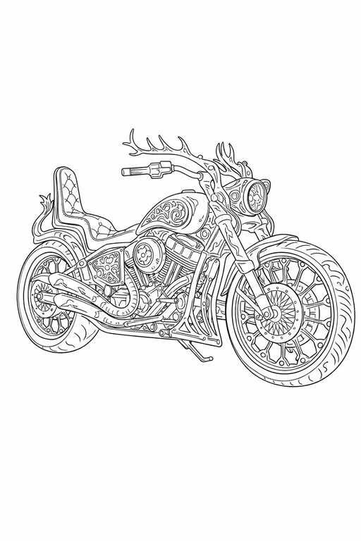 Moto Chopper Personalizada para colorear e imprimir Dibujo de Moto Chopper Personalizada de Motos para colorear