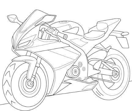 Moto Deportiva en Primer Plano para colorear e imprimir Dibujo de Moto Deportiva en Primer Plano de Motos para colorear