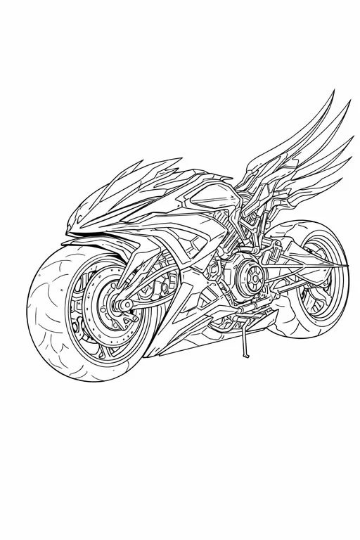 Moto Futurista con Alas para colorear e imprimir Dibujo de Moto Futurista con Alas de Motos para colorear