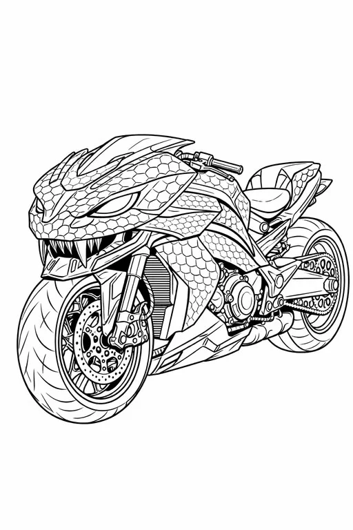 Moto Serpiente con Escamas para colorear e imprimir Dibujo de Moto Serpiente con Escamas de Motos para colorear