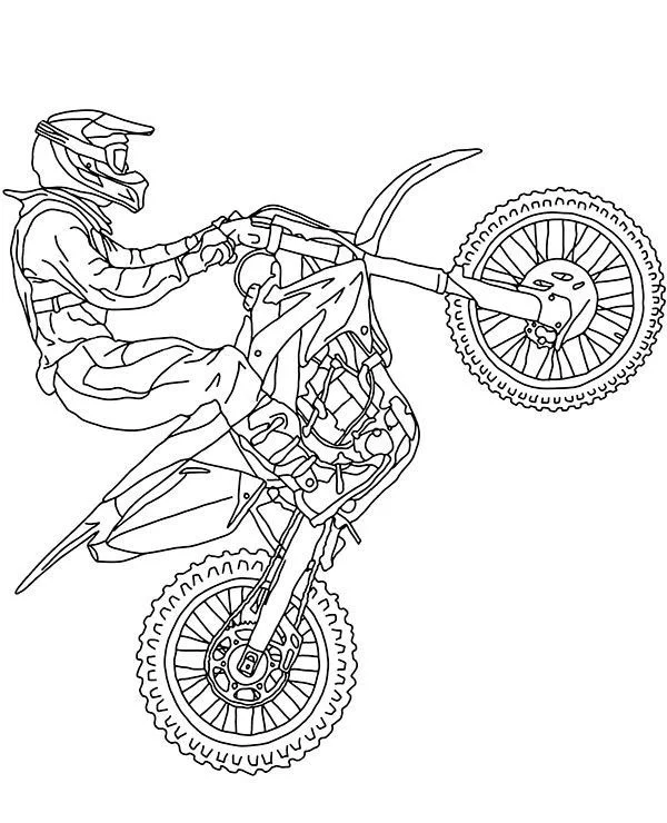 Motocross Haciendo el Caballito para colorear - Motos