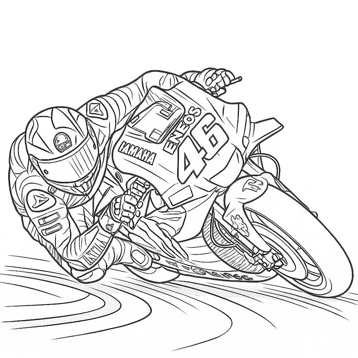 Valentino Rossi 46 Tumbando para colorear - Motos