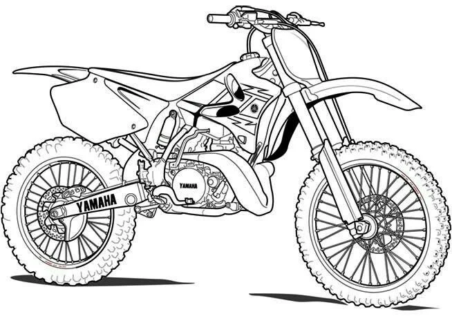 Moto de Motocross Yamaha para colorear e imprimir Dibujo de Moto de Motocross Yamaha de Motos para colorear