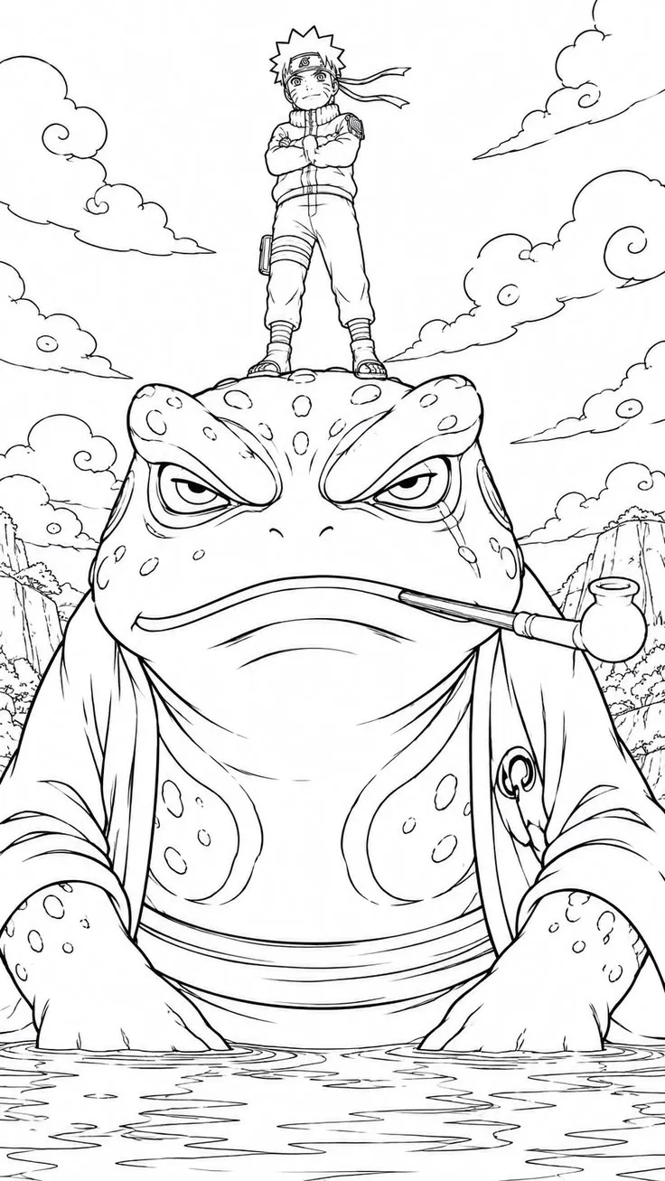 Haz clic para descargar dibujo de Naruto sobre Gamabunta para colorear e imprimir gratis Naruto sobre Gamabunta para colorear HD fácil y bonito - Descarga e imprime gratis - Dibujo exclusivo de Naruto