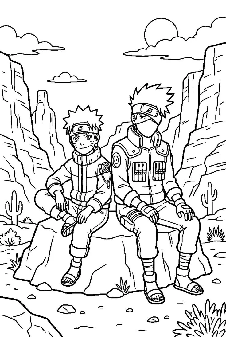 Haz clic para descargar dibujo de Naruto y Kakashi Sentados para colorear e imprimir gratis Naruto y Kakashi Sentados para colorear HD fácil y bonito - Descarga e imprime gratis - Dibujo exclusivo de Naruto