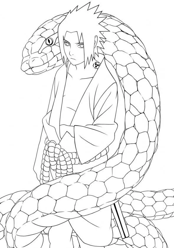 Haz clic para descargar dibujo de Sasuke con Serpiente de Invocación para colorear e imprimir gratis Sasuke con Serpiente de Invocación para colorear HD fácil y bonito - Descarga e imprime gratis - Dibujo exclusivo de Naruto