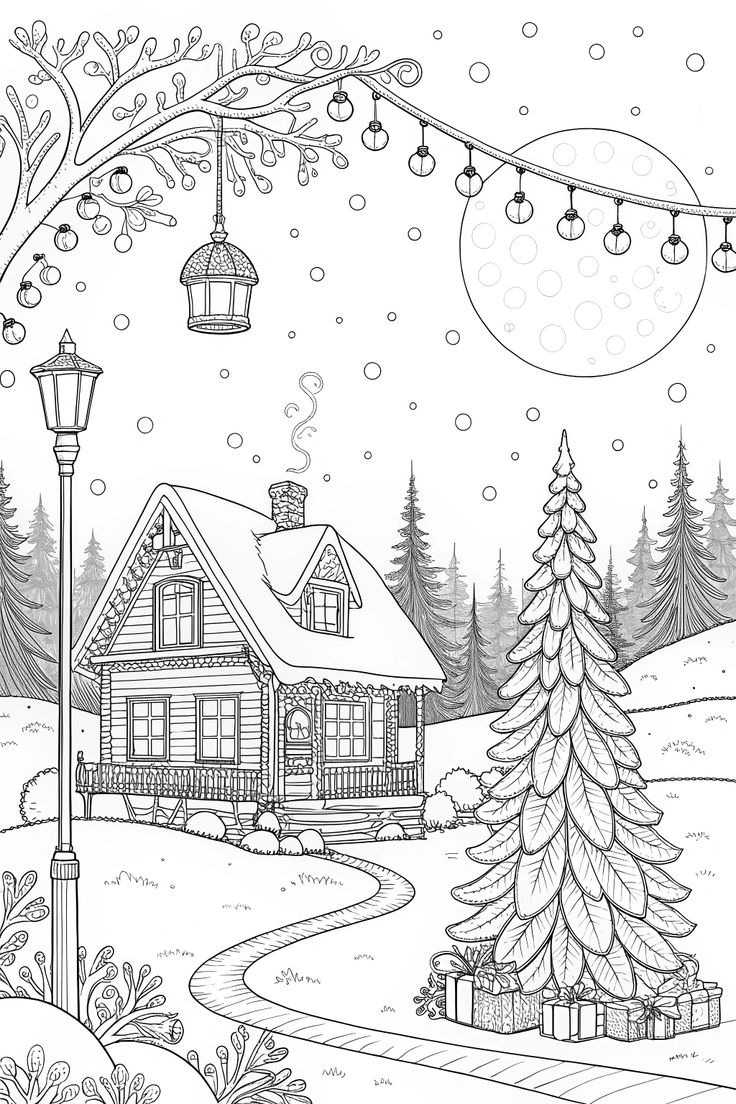 Haz clic para descargar dibujo de Casa de Navidad con nieve para colorear (fácil) PDF para colorear e imprimir gratis Casa de Navidad con nieve para colorear (fácil) PDF para colorear HD fácil y bonito - Descarga e imprime gratis - Dibujo exclusivo de Navidad