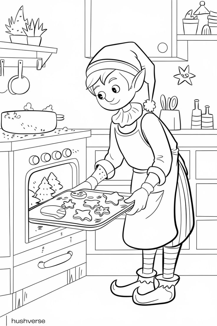 Haz clic para descargar dibujo de Elfo haciendo galletas de Navidad para colorear (PDF) para colorear e imprimir gratis Elfo haciendo galletas de Navidad para colorear (PDF) para colorear HD fácil y bonito - Descarga e imprime gratis - Dibujo exclusivo de Navidad