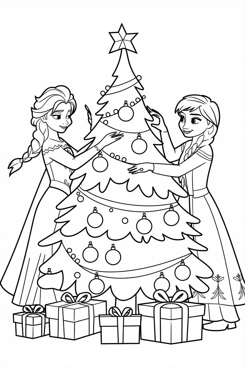 Haz clic para descargar dibujo de Elsa y Anna Navidad para colorear e imprimir para colorear e imprimir gratis Elsa y Anna Navidad para colorear e imprimir para colorear HD fácil y bonito - Descarga e imprime gratis - Dibujo exclusivo de Navidad