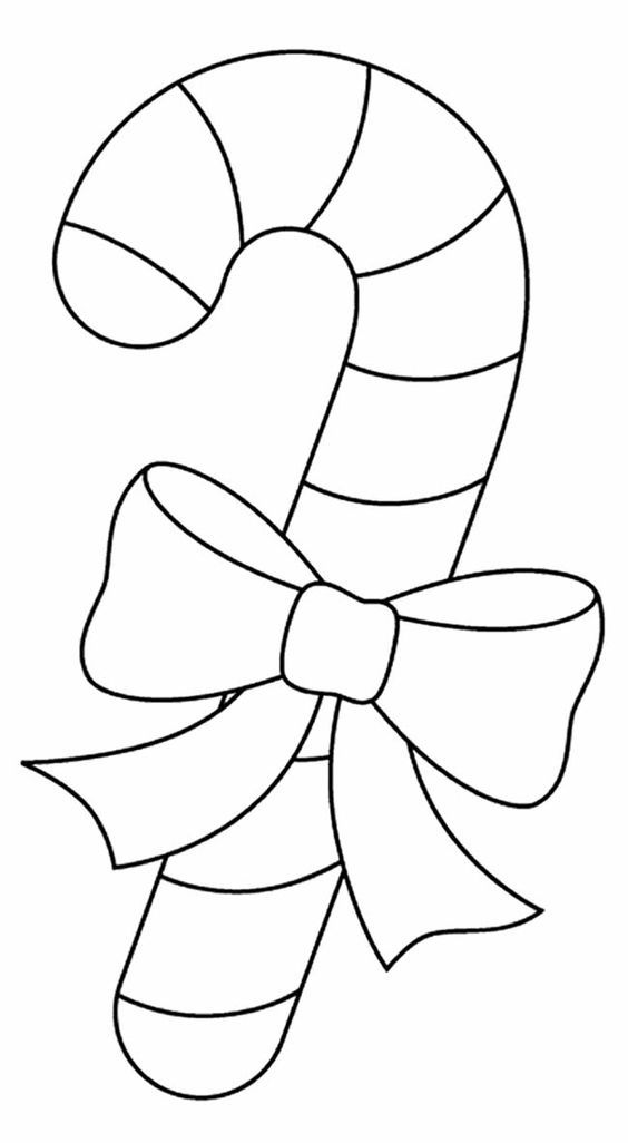 Bastón de caramelo navideño para colorear (descarga PDF)
