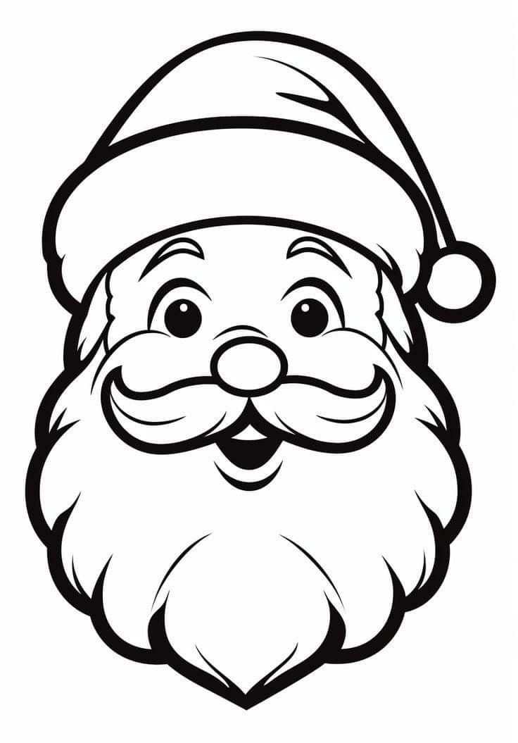 Cara de Papá Noel para colorear (niños) PDF