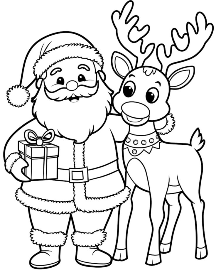 Haz clic para descargar dibujo de Papá Noel con reno y regalos para colorear PDF para colorear e imprimir gratis Papá Noel con reno y regalos para colorear PDF para colorear HD fácil y bonito - Descarga e imprime gratis - Dibujo exclusivo de Navidad