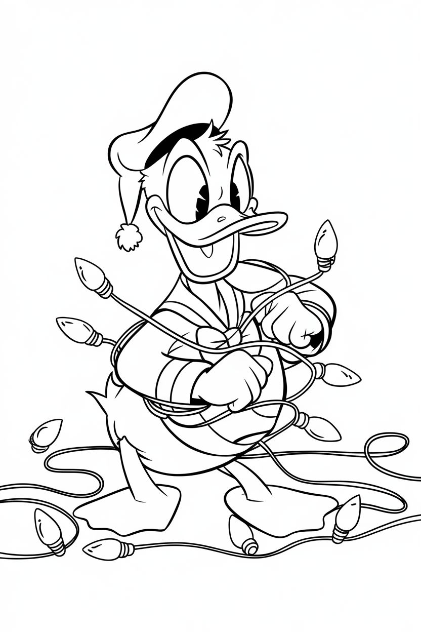 Haz clic para descargar dibujo de Pato Donald Navidad para colorear e imprimir (PDF) para colorear e imprimir gratis Pato Donald Navidad para colorear e imprimir (PDF) para colorear HD fácil y bonito - Descarga e imprime gratis - Dibujo exclusivo de Navidad