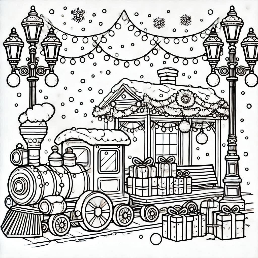 Haz clic para descargar dibujo de Tren navideño en la ciudad para colorear e imprimir para colorear e imprimir gratis Tren navideño en la ciudad para colorear e imprimir para colorear HD fácil y bonito - Descarga e imprime gratis - Dibujo exclusivo de Navidad