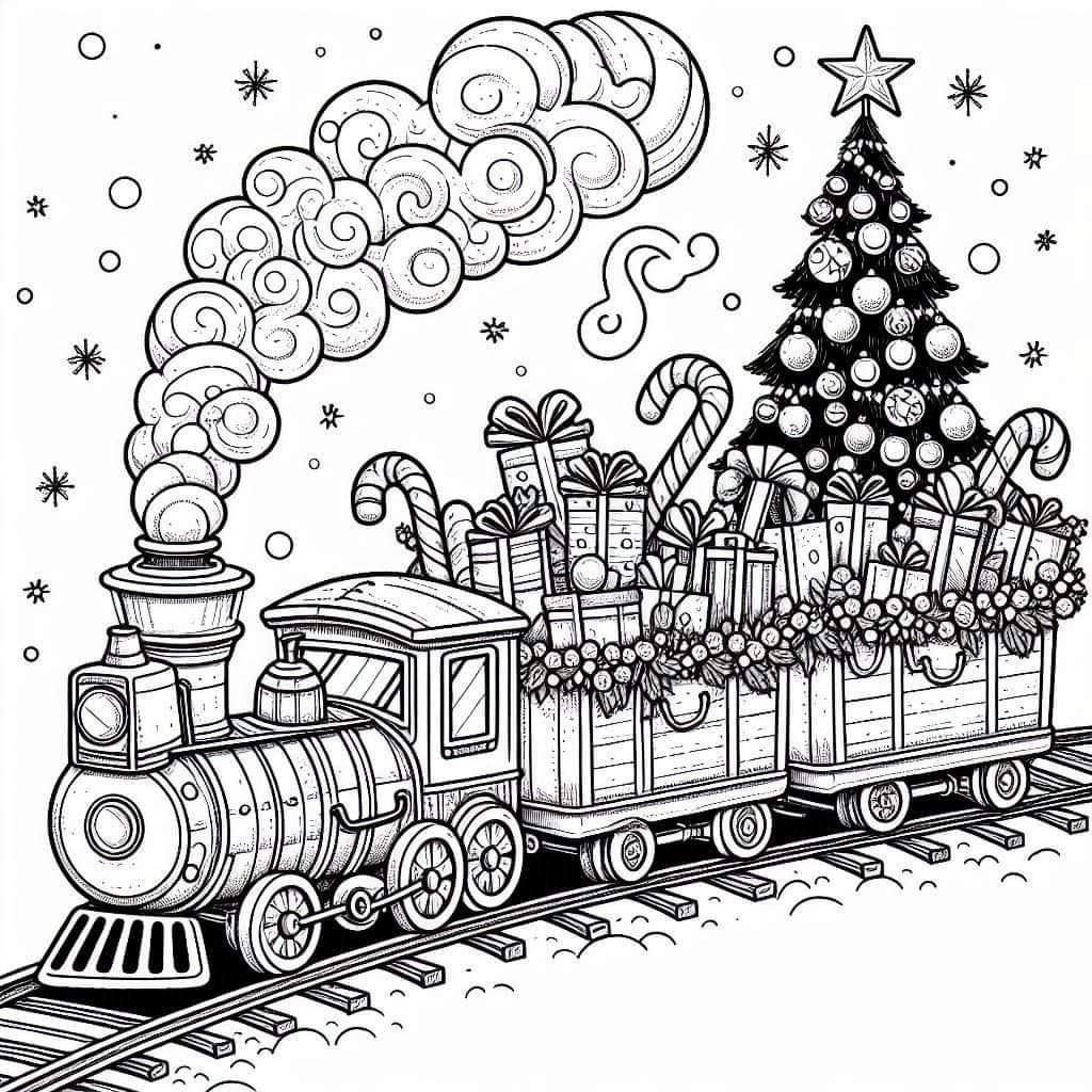 Haz clic para descargar dibujo de Tren navideño para colorear (plantilla PDF gratis) para colorear e imprimir gratis Tren navideño para colorear (plantilla PDF gratis) para colorear HD fácil y bonito - Descarga e imprime gratis - Dibujo exclusivo de Navidad