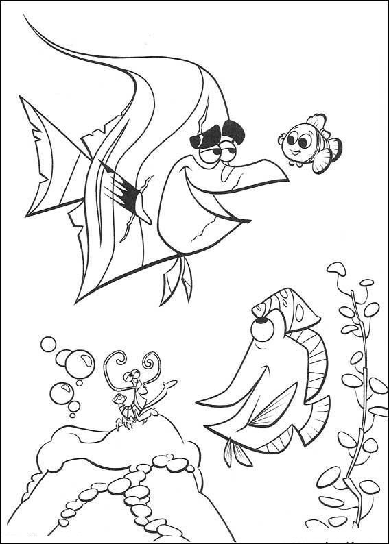 Gill y Nemo en el Acuario para colorear HD fácil y bonito - Descarga e imprime gratis - Dibujo exclusivo de Buscando
