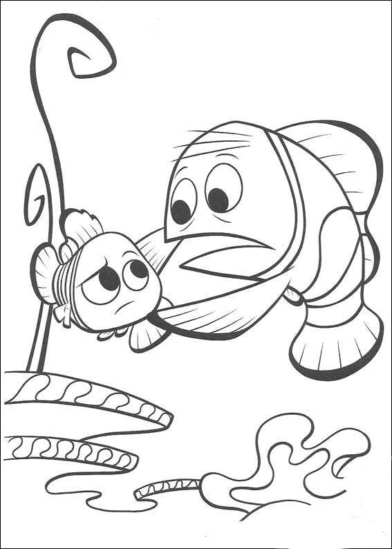 Marlin Abrazando a Nemo para colorear HD fácil y bonito - Descarga e imprime gratis - Dibujo exclusivo de Buscando