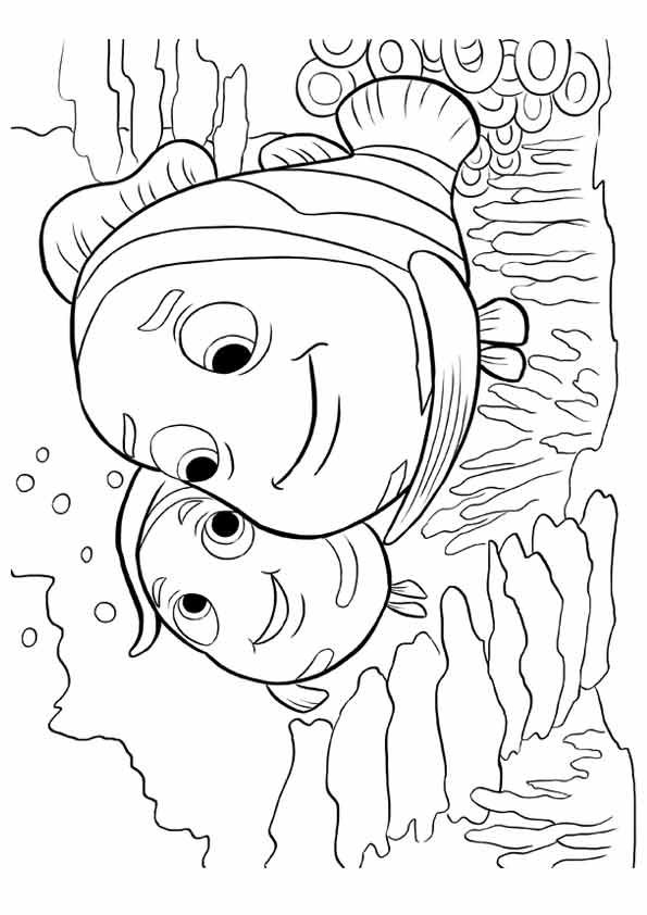 Marlin y Nemo en el Arrecife para colorear HD fácil y bonito - Descarga e imprime gratis - Dibujo exclusivo de Buscando