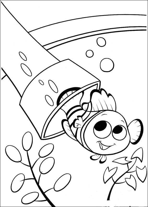 Nemo Escapando por la Tuberia para colorear HD fácil y bonito - Descarga e imprime gratis - Dibujo exclusivo de Buscando