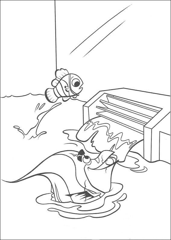 Nemo Saltando con Gill para colorear HD fácil y bonito - Descarga e imprime gratis - Dibujo exclusivo de Buscando