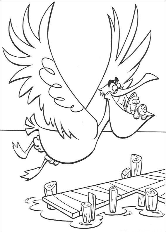 Pelicano Nigel y Marlin para colorear HD fácil y bonito - Descarga e imprime gratis - Dibujo exclusivo de Buscando