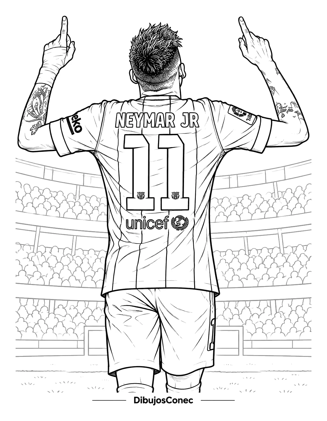 Neymar Celebrando con el 11 del Barça para colorear e imprimir Dibujo de Neymar Celebrando con el 11 del Barça para colorear