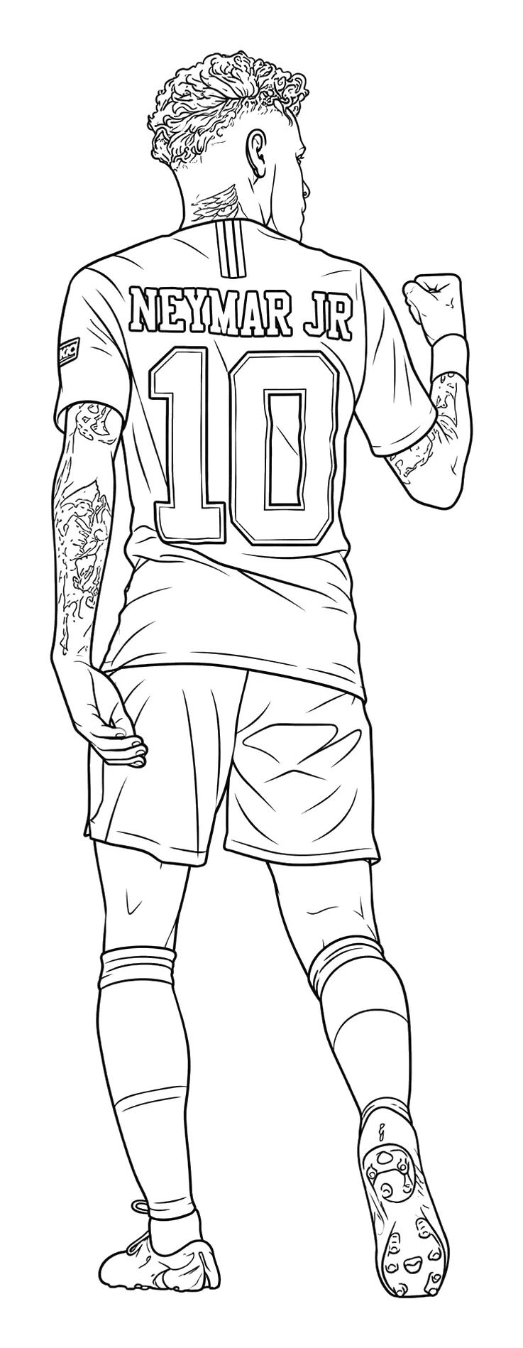 Neymar Jr de Espalda con el Puño Levantado para colorear e imprimir Dibujo de Neymar Jr de Espalda con el Puño Levantado para colorear