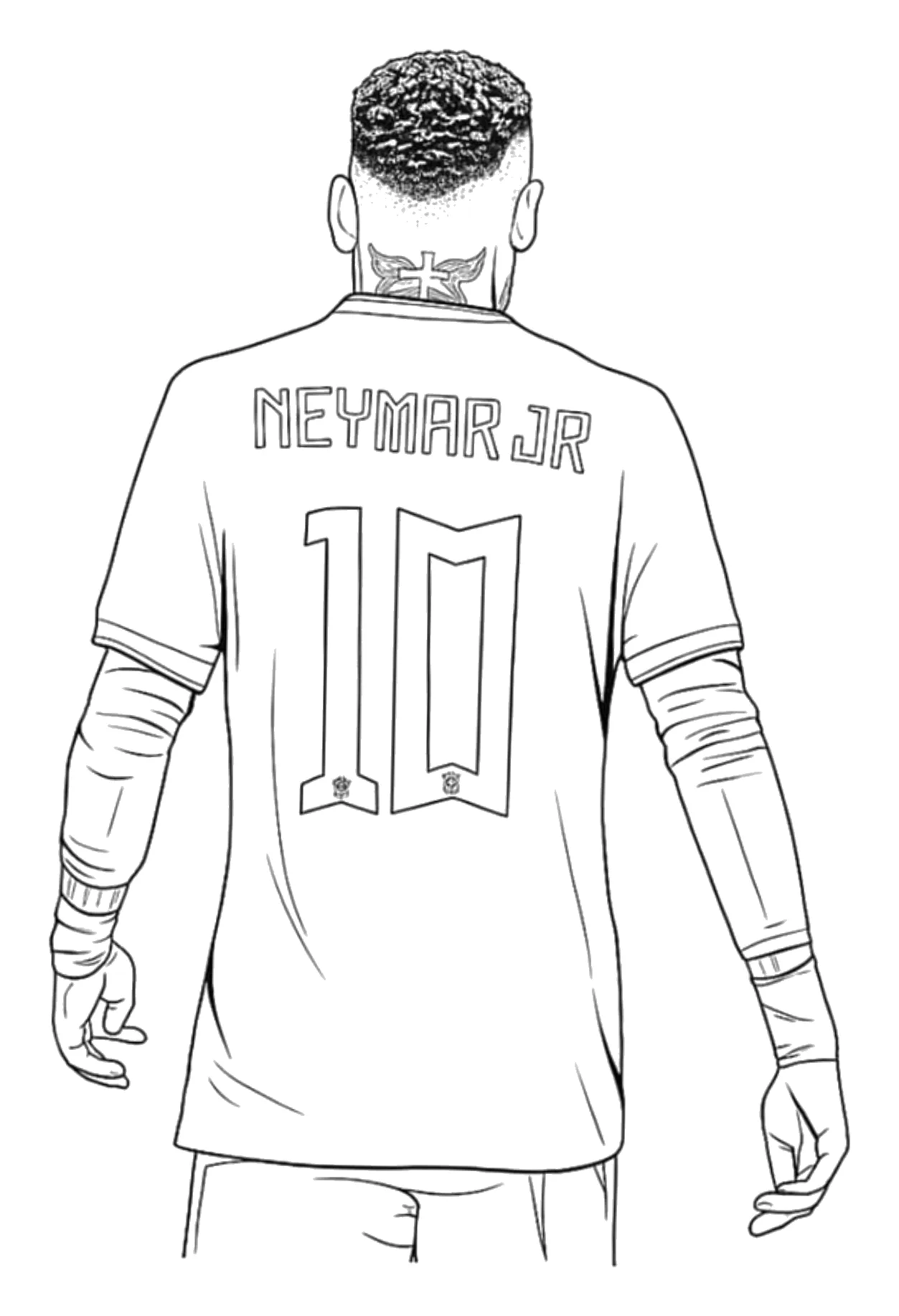 Neymar Jr de Espalda con Brasil para colorear e imprimir Dibujo de Neymar Jr de Espalda con Brasil para colorear