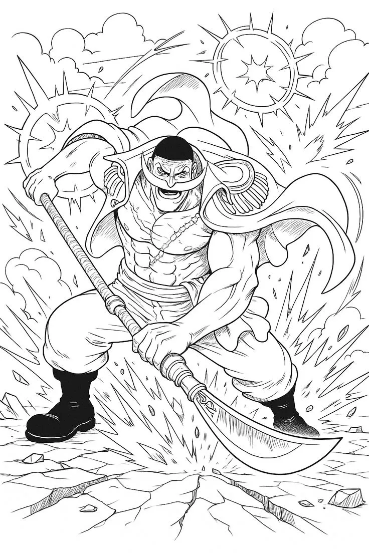 Haz clic para descargar dibujo de Barbablanca con Bisento en Batalla para colorear e imprimir gratis Barbablanca con Bisento en Batalla para colorear HD fácil y bonito - Descarga e imprime gratis - Dibujo exclusivo de One
