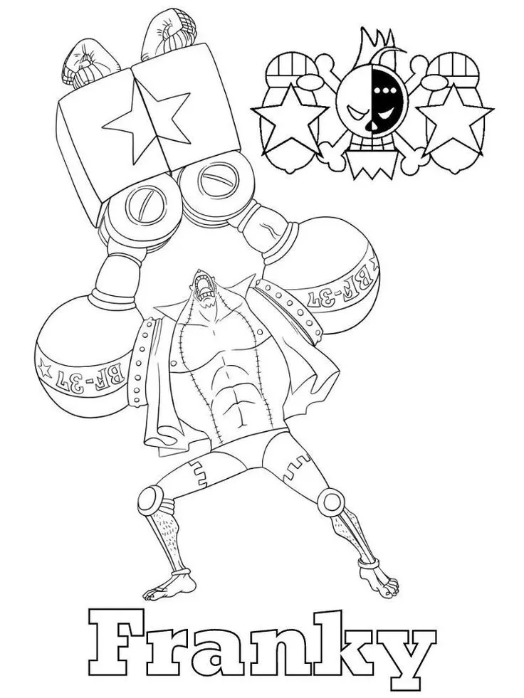 Haz clic para descargar dibujo de Franky Robot con Puños para colorear e imprimir gratis Franky Robot con Puños para colorear HD fácil y bonito - Descarga e imprime gratis - Dibujo exclusivo de One